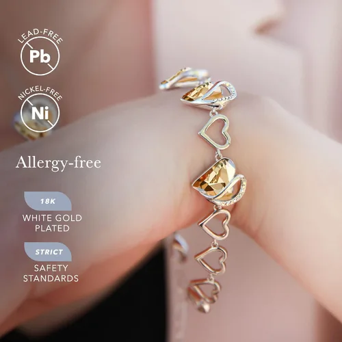 Vista 3 de Leafael - Pulsera de amor infinito con eslabones, corazón de cristal y piedra natal, regalos para mujer, tono plateado, 7 pulgadas con extensor de 2
