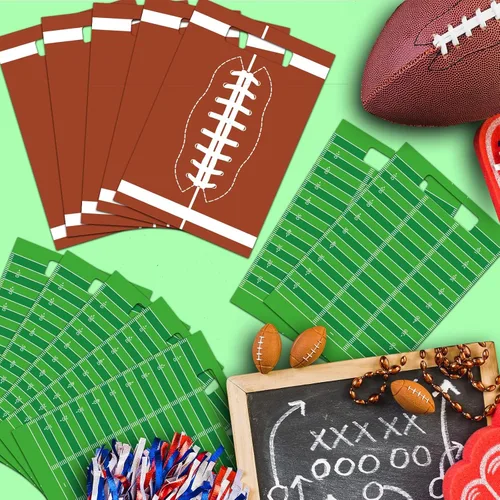 Vista 4 de chiazllta 50 bolsas de plástico para fiestas de fútbol, bolsas de regalo para deportes de rugby, bolsas de regalo, decoraciones para el día