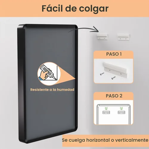 Vista 9 de JISOSO - Espejo de baño negro de 20x30 pulgadas con marco de metal negro, espejo de tocador rectangular redondeado con acabado mate para pared