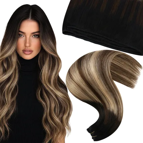 Vista 57 de Moresoo Extensiones de cabello humano real para coser, color negro natural