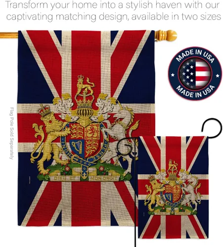 Vista 4 de Escudo de armas Reino Unido Bandera de jardín dulce vida simpatía recuerdo conmemorativo duelo amor apoyo emoción Postive House Banner pequeño patio