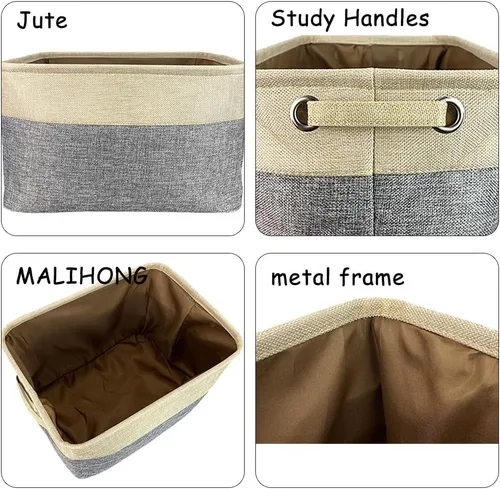 Vista 5 de Cesta de almacenamiento plegable personalizada con un bonito perro Bulldog inglés, plegable, de tela resistente, cubo de almacenamiento para Gris