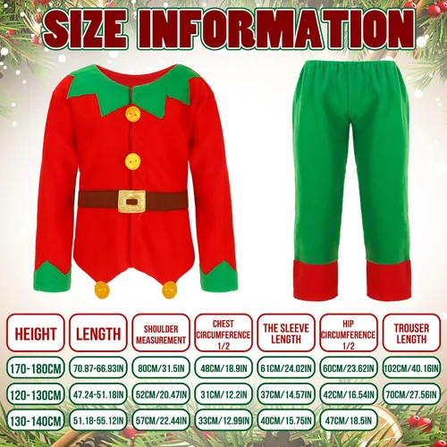 Vista 4 de Newcotte Conjunto de disfraz de elfo de Navidad para mujeres y niñas, ayudante de Papá Noel, incluye sombrero de elfo, vestido de Papá Noel, medias