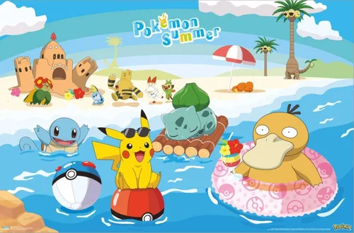 Vista 2 de Trends International Pokémon - Póster de pared de lienzo de verano