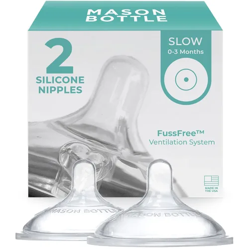 Vista 8 de Mason Bottle Tetinas de flujo medio (3 a 6 meses) – Tetinas de silicona para biberón, se adaptan a cualquier tarro Mason de boca regular