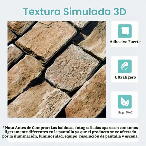 Vista 3 de Commomy Adhesivo de pared 3D de piedra sintética para despegar y pegar, 10 PIEDRA-RP