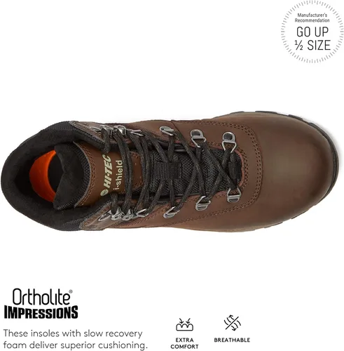 Vista 4 de HI-TEC Altitude VI I WP - Botas de senderismo impermeables de cuero para mujer, zapatos de sendero y mochilero