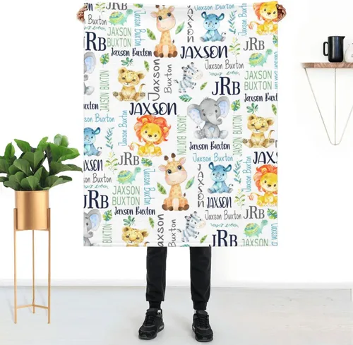 Vista 18 de Mantas de bebé personalizadas para niñas y niños con nombre, mantas personalizadas para niños, artículos de bebé personalizados, regalos Elefante