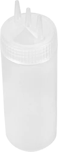 Vista 15 de Paquete de 6 botellas de plástico para apretar, transparentes, 12 onzas, punta de triple dispersión, 2.25 x 2.25 x 6.75 pulgadas por Restaurantware