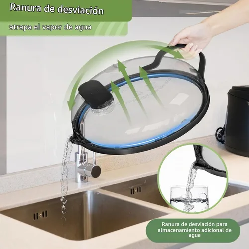 Vista 6 de Cubierta contra salpicaduras de microondas con vaporizador de agua para alimentos, protector de salpicaduras de microondas de vapor de 10 pulgadas