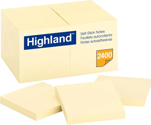 Vista 2 de Highland Notas adhesivas, 3 x 3 pulgadas, amarillo, paquete de 24 (6549-24)