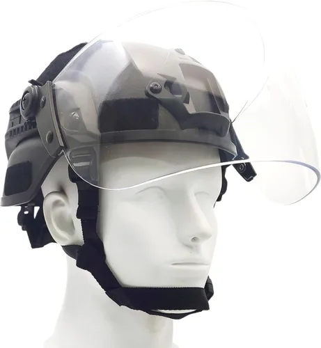 Vista 2 de Casco táctico ACH Airsoft con visera transparente de cara completa, protector protector MICH 2000 modo para paintball al aire libre CS Wargame Negro