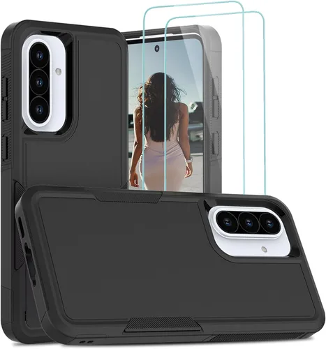 Vista 142 de Jeylly Compatible con Samsung Galaxy A22 5G Funda, Funda Samsung A22 5G con 2pcs protectores de pantalla de vidrio templado