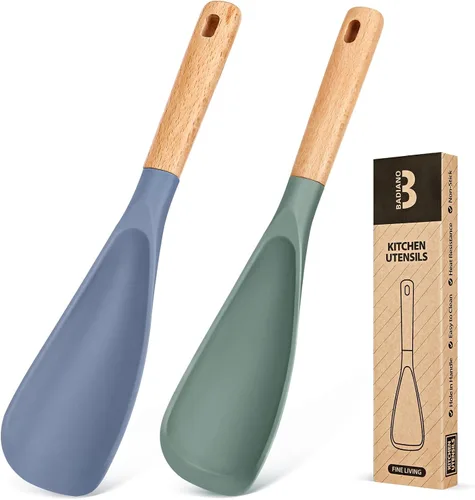 Vista 16 de Cuchara de cocina para utensilios de cocina antiadherentes, ideal para cocinar y servir silicona mate resistente sin BPA, cuchara con mango