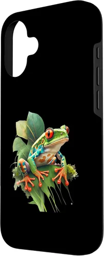 Vista 2 de iPhone 16 Rainforest Amphibian Red Eyed Tree Frog Green Body Frog Case