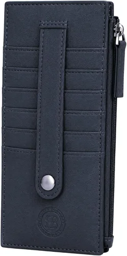 Vista 16 de Leatherboss - Funda para tarjetas todo en uno, cartera delgada con correa de protección para tarjetas, Beige, Cartera con tarjetero