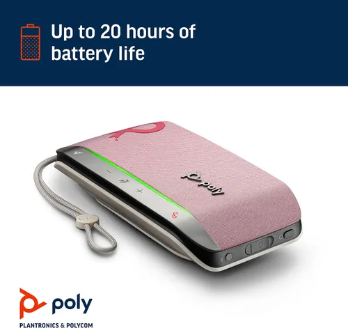 Vista 6 de Poly Sincronización de 20 USB-A Rosa Personal Bluetooth Smart Speakerphone (Plantronics) - Conéctate al teléfono celular a través de Bluetooth