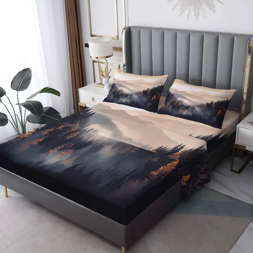 Vista 9 de Forest Sheets tamaño individual – Sábanas de cama para niños, microfibra suave y bolsillo profundo, sábanas y fundas de almohada estampadas sin