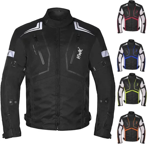 Vista 10 de HWK Chaqueta de motocicleta para hombres y mujeres Scorpion con tela Cordura para enduro, motocross, conducción de motocicleta, Verde de alta Verde