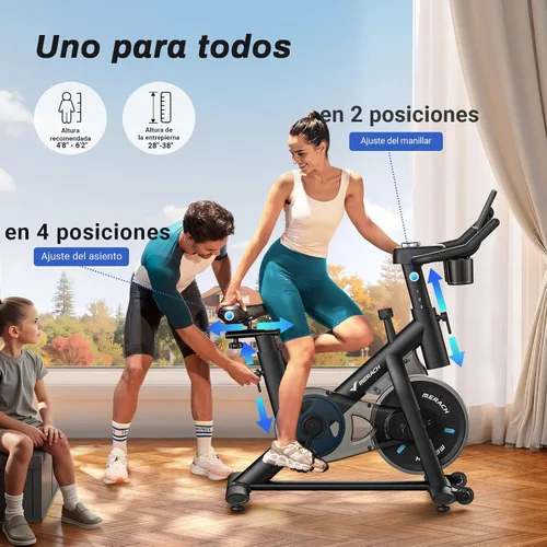 Vista 5 de Merach Exercise Bike for Home Gym, Low Noise Stationary Bike with Brake Pad, Indoor Workout Bike with Self-Developed App, Tablet Mount and Fitness