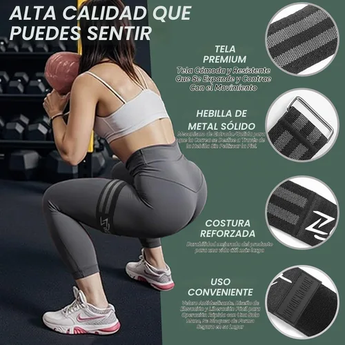 Vista 3 de BFR - Bandas de oclusión para mujer, piernas, glúteos, construcción de cadera, cómodas bandas elásticas para entrenamiento de flujo sanguíneo