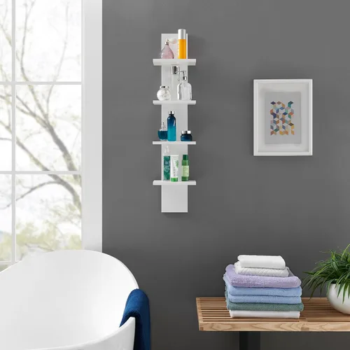 Vista 4 de Danya B. Arica Utility Column - Estantes de pared de 4 niveles (blanco)