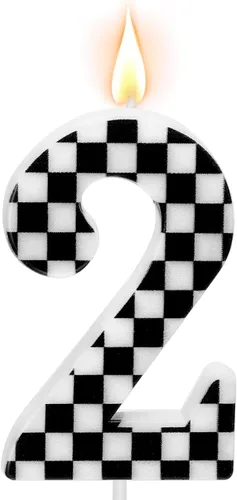 Vista 12 de Velas temáticas de autos de carreras para cumpleaños, velas numeradas número 0 a cuadros, decoración de pastel a cuadros en blanco y negro, adorno