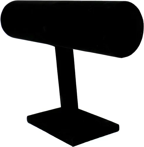 Vista 4 de Comelyjewel Juego de 2 joyas con barra en T de terciopelo negro de 1 fila, organizador de accesorios para espectáculos de eventos, soporte