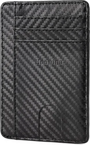 Vista 11 de Hoewina Cartera delgada para hombre, bolsillo frontal minimalista con bloqueo RFID, billetera de cuero delgada para tarjetas de viaje, regalos