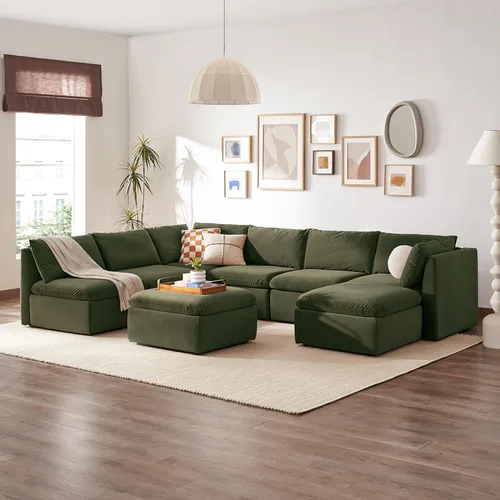 Vista 15 de mopio Sofá Seccional Modular de Gran Tamaño con Fundas Completamente Extraíbles y Almacenamiento, Convertible en Forma de U, en Forma de L