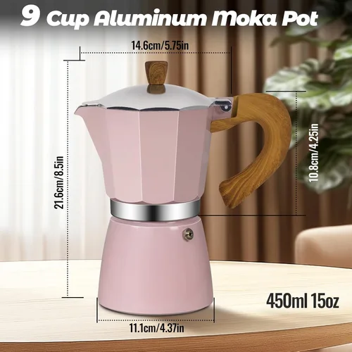 Vista 93 de Cafetera clásica de aluminio para 3 tazas Azul