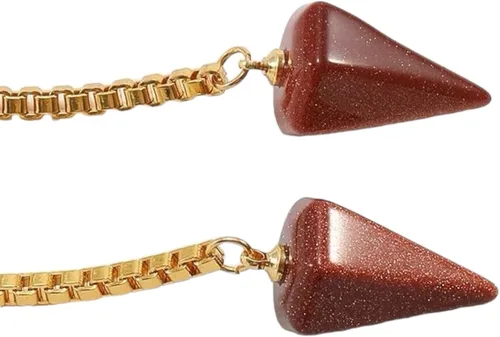 Vista 2 de Loom&Pearl Gafas de sol con patillas de cadena, colgantes de piedra únicos, lentes de cadena con agarre antideslizante en las orejas Pince-nez