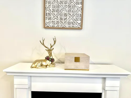 Vista 3 de Ivory Shagreen - Organizador decorativo cuadrado para decoración del hogar, joyero de almacenamiento de piel sintética, accesorios para hombres