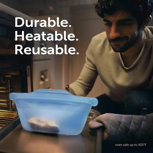 Vista 11 de Ziploc Endurables - Recipiente pequeño, 2 tazas, bolsas de silicona reutilizables y recipientes de preparación de alimentos para congelador, horno