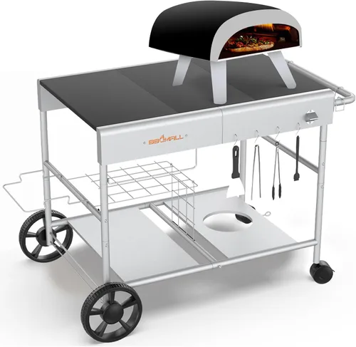 Vista 12 de Mesa de Parrilla Plegable para Interior Portátil Compatible con Parrilla de Madera al Aire Libre Ninja (Serie OG701 OG850 OG951), Espacio Grande