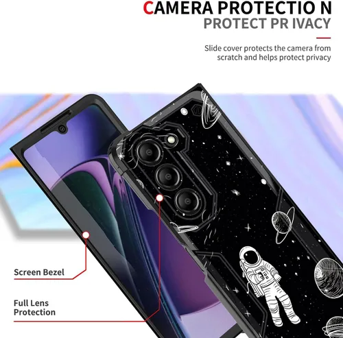 Vista 2 de Funda para Galaxy Z Fold 5 5G 2023, doble capa, protección contra caídas de grado militar de 10 pies, antideslizante, resistente a prueba de golpes