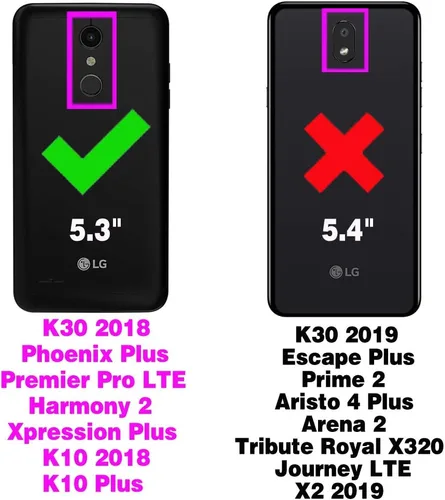 Vista 2 de Funda de teléfono para LG K30 2018 5.3/Premier Pro LTE/Phoenix Plus/Harmony 2/K10/Xpression cartera con protector de pantalla de vidrio templado Oro