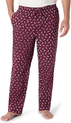 Vista 8 de Amazon Essentials Pantalón de pijama tejido de corte recto con bolsillos para hombre Tartán mezcla de óxido burdeos
