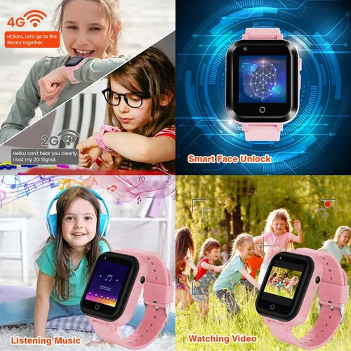 Vista 8 de OKYUK Reloj inteligente con GPS 4G para niñas y niños, IP67, impermeable, deportivo, reloj inteligente para niños, con cámara, WiFi, videollamada