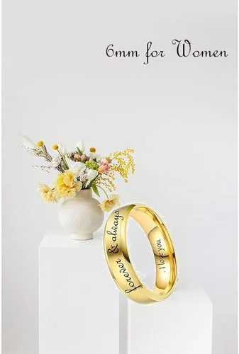 Vista 2 de Anillos a juego personalizados para parejas juego de anillos de promesa grabados para parejas con 2 anillos juegos de anillos de compromiso de boda