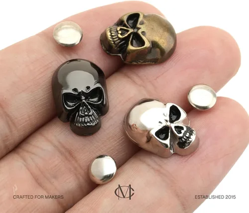 Vista 6 de CRAFTMEMORE SK02 - Remaches de calavera de metal con remaches rápidos decorativos para pulseras, bolsas, cinturones, zapatos, artesanía en cuero