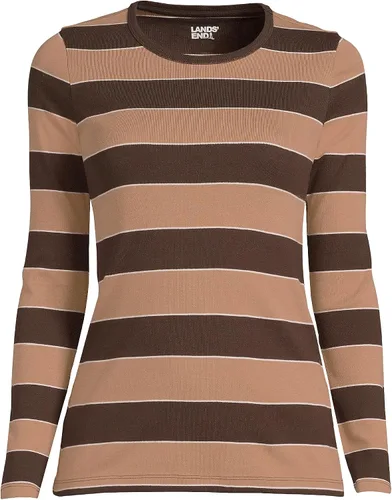 Vista 5 de Lands' End - Camiseta de algodón de manga larga y cuello redondo para mujer