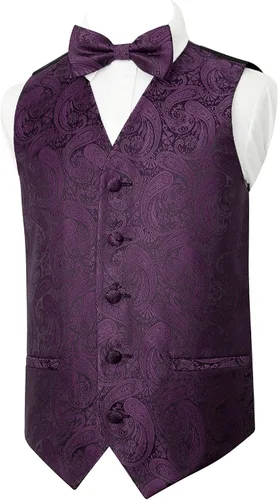 Vista 12 de Alizeal Conjunto de 2 piezas de corbata de lazo preatada de jacquard de cachemira con estampado floral clásico para niños