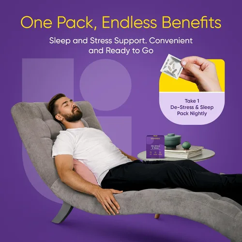 Vista 5 de Suplemento para aliviar el estrés y el sueño, ayuda natural para dormir 10 en 1 para adultos, multivitamínico diario con magnesio, melatonina