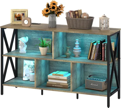 Vista 12 de Estante organizador de almacenamiento de 5 cubos, estantería horizontal industrial, estantería corta y ancha, estante bajo y grande para libros