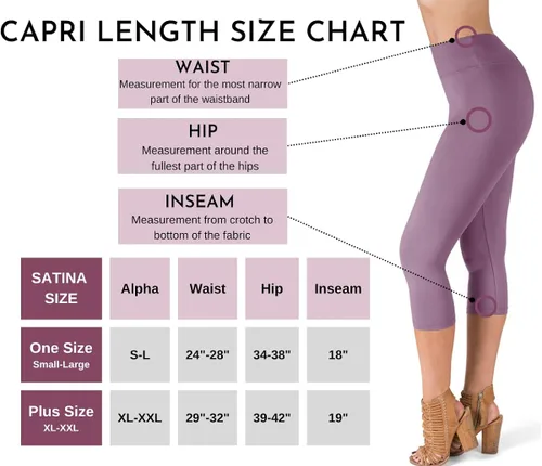 Vista 3 de SATINA - Leggings para mujer de cintura alta para mujer- Leggings capri y de largo completo para mujer