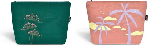 Vista 10 de Eco Right Bolsa de cosméticos de lona: bolsa de maquillaje de viaje para mujeres y niñas, organizador de monedero con cremallera, elegante estética
