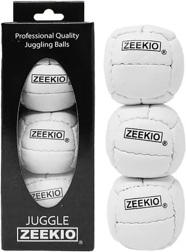 Vista 19 de Zeekio Galaxy Malabares - Pelotas de cuero genuino de 12 paneles de primera calidad, 4.59 oz, 2.638 in, paquete de 3 (negro)