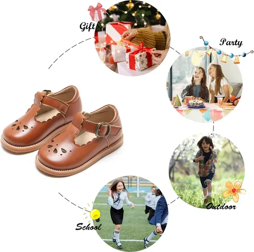 Vista 4 de Felix & Flora - Zapatos planos de vestir estilo Mary Jane para niña pequeña, zapatillas de ballet para niña, zapatos para fiestas y escuela