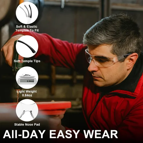 Vista 2 de Gafas de seguridad ANSI Z87.1 transparentes, paquete de 120 unidades, gafas de seguridad para hombres y mujeres, gafas de protección transparentes